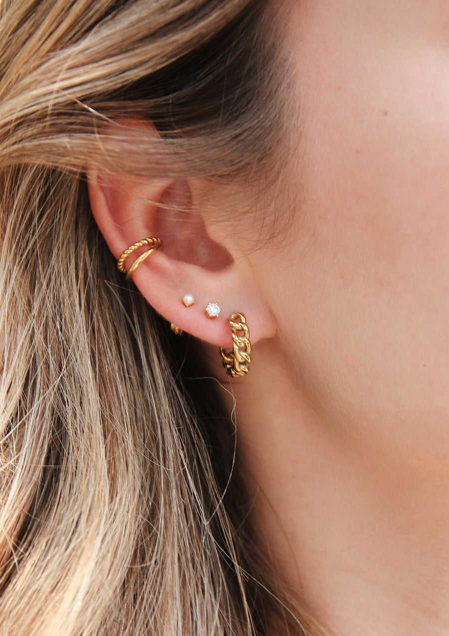 Small cuban link hoop earrings