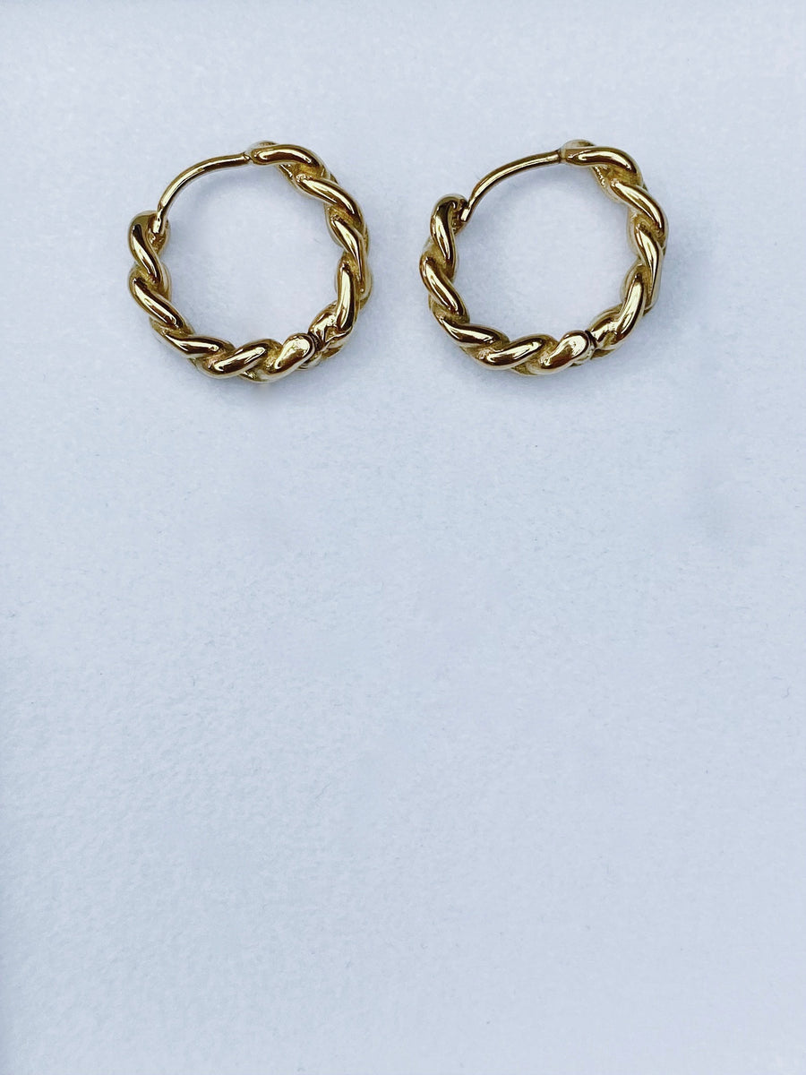 Small cuban link hoop earrings