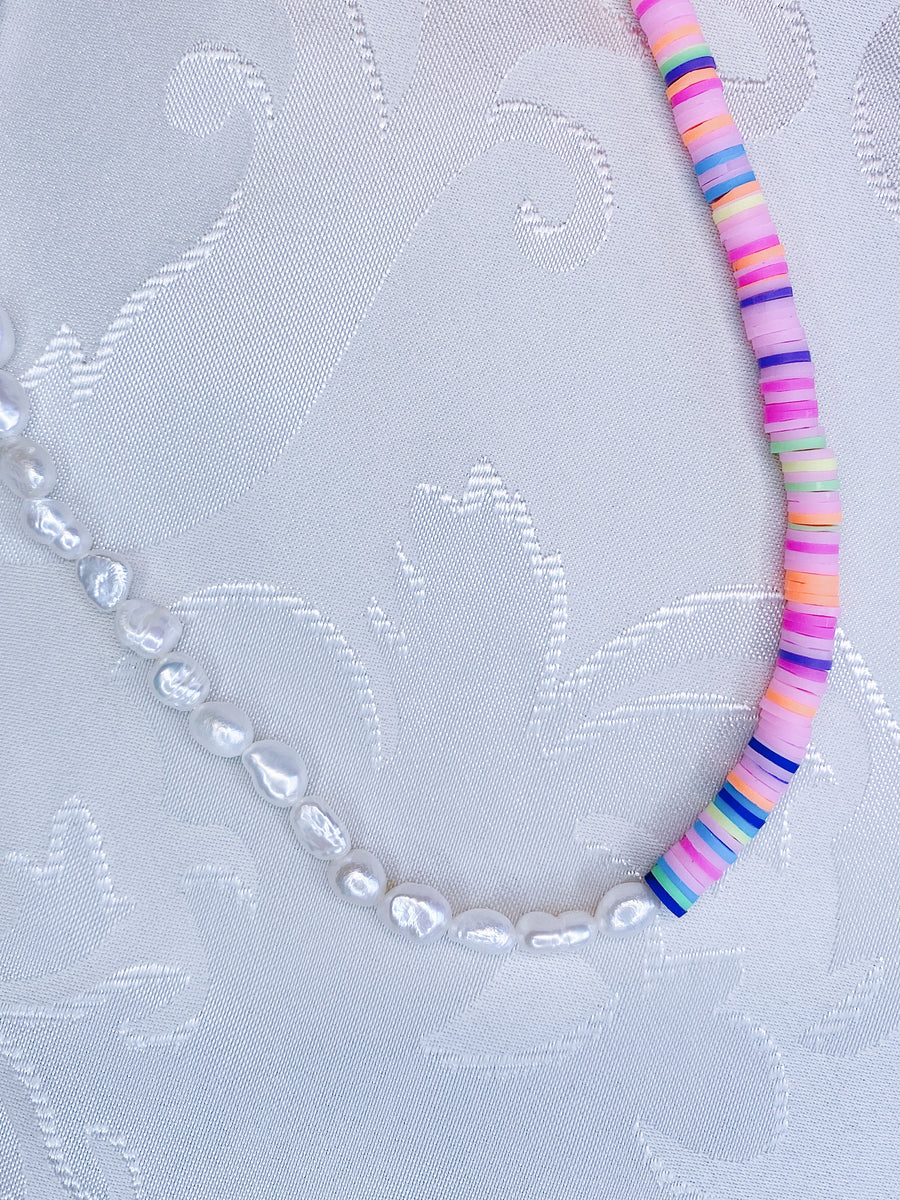 Rainbow pearl necklace