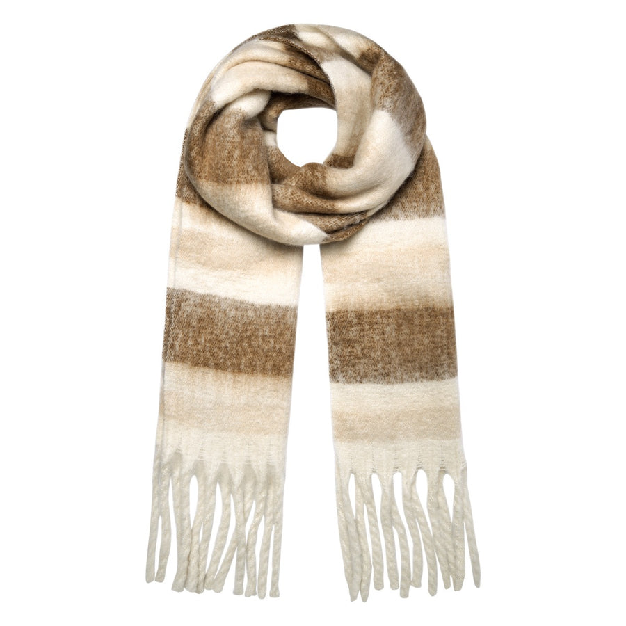 Striped brown beige scarf