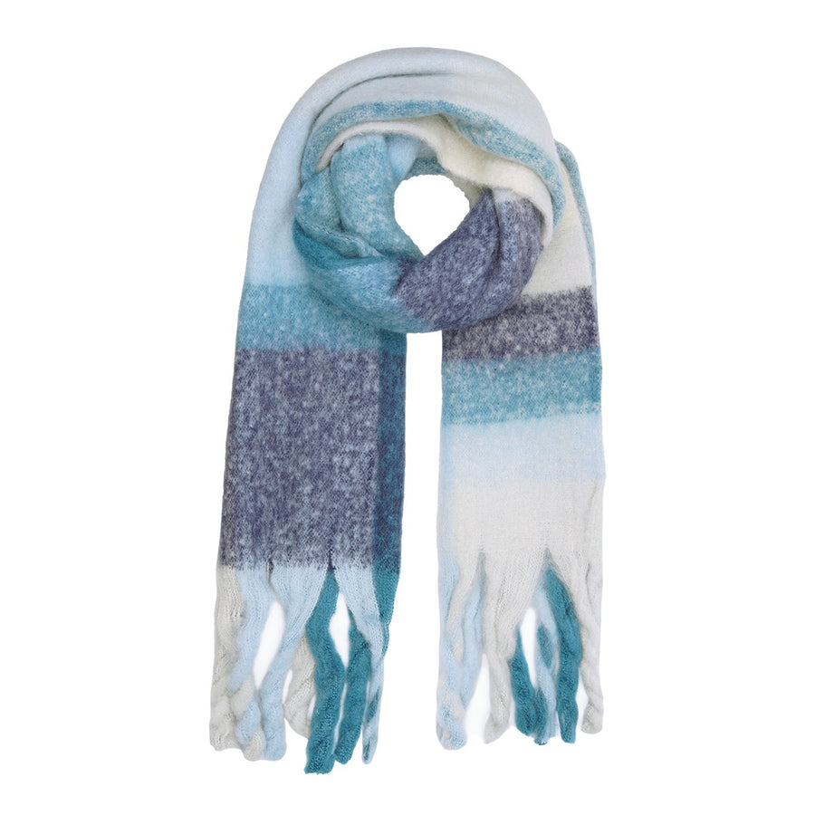 Checked blue white scarf