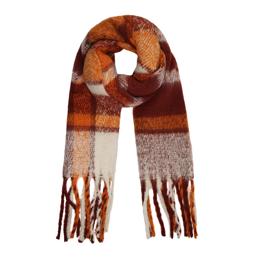 Checked brown red scarf