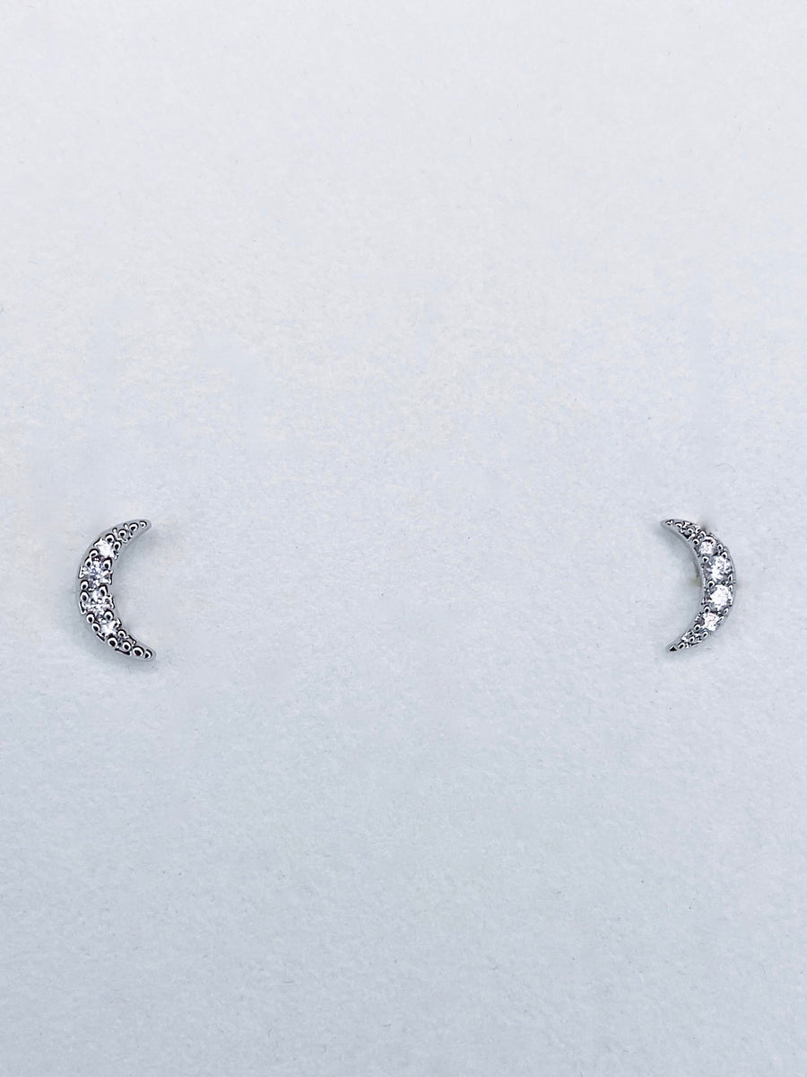Mini sparkling moon earrings