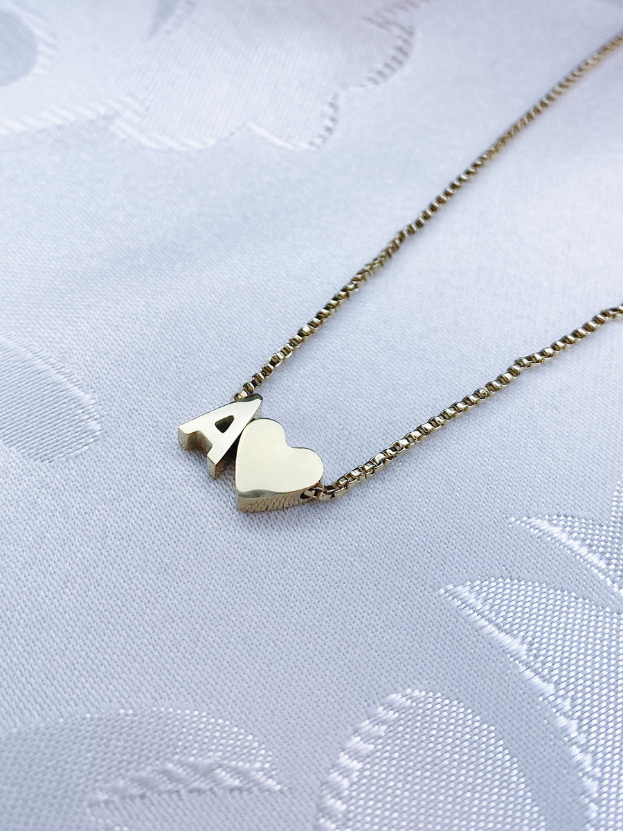 Cubic initial heart necklace