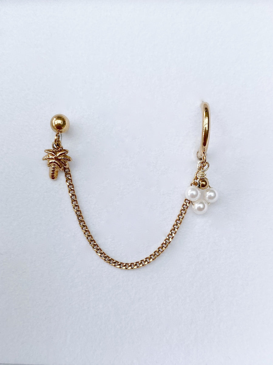 Palm tree pearl earring