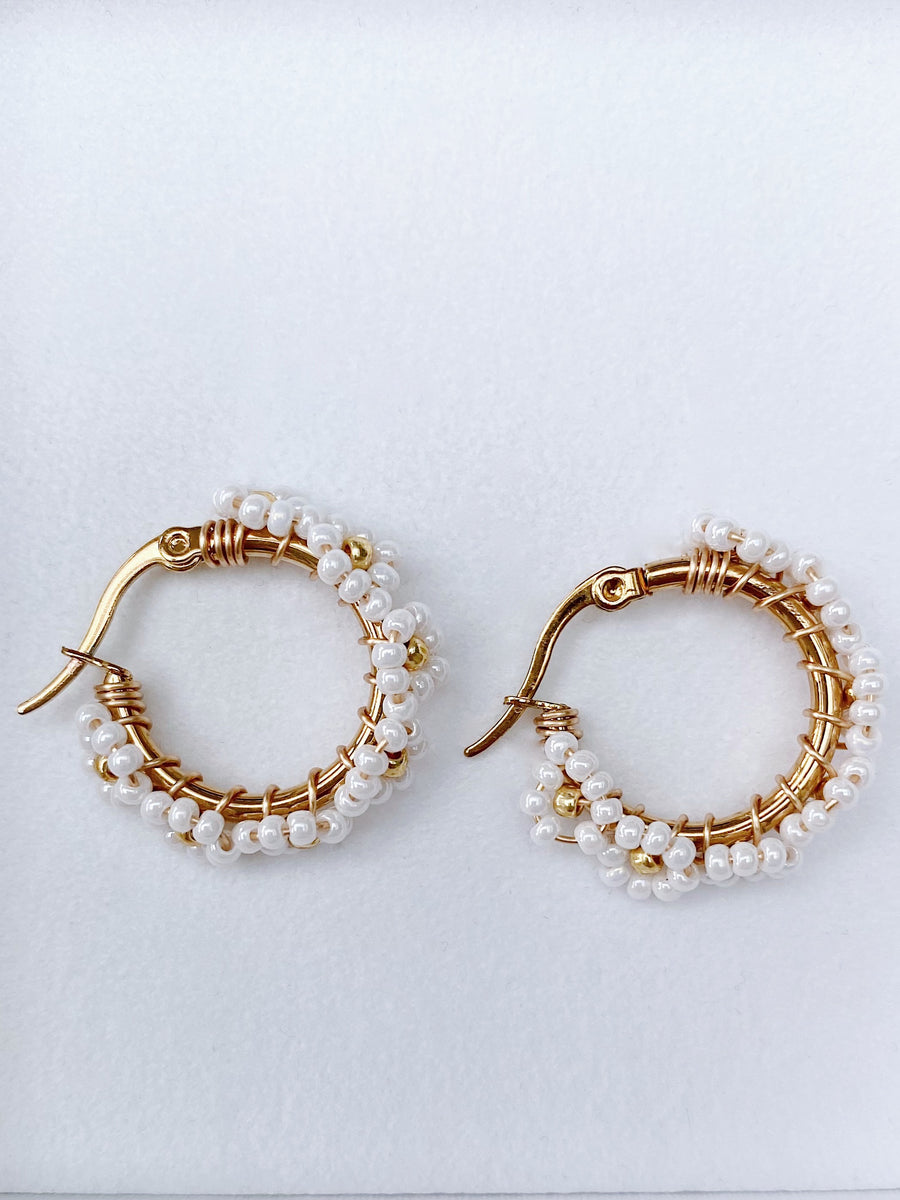 Flower hoop earrings