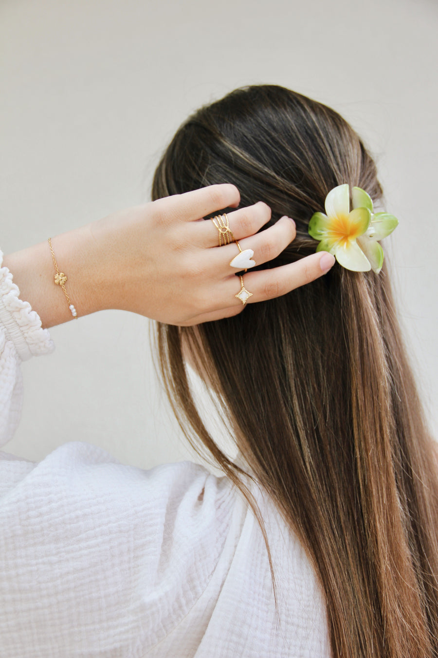 Flower green hair claw