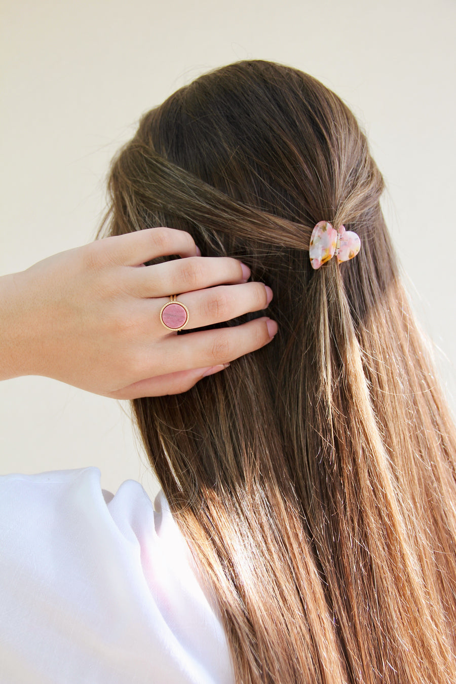 Mini pink heart hair claw