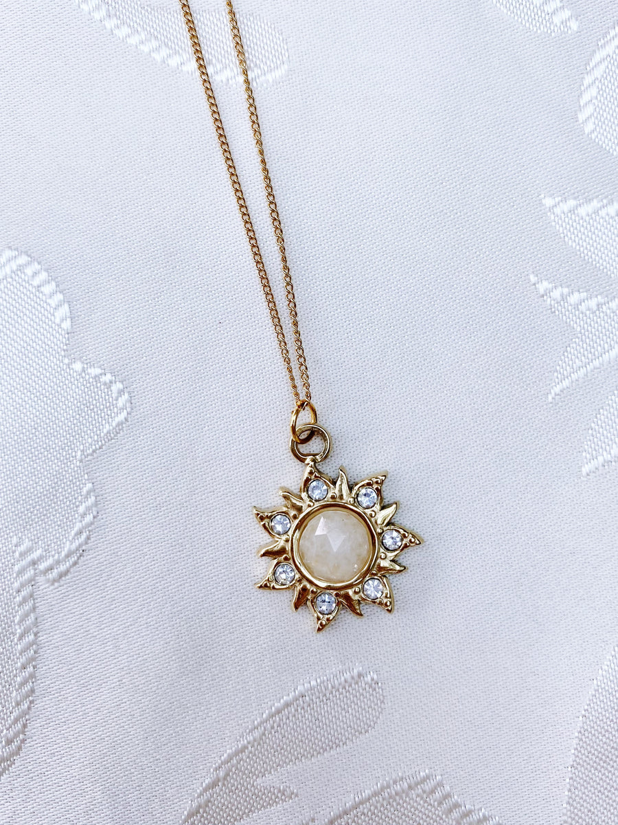 Vintage crystal sun necklace