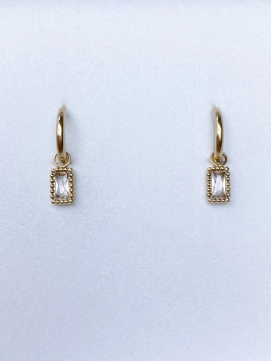 Crystal dot bar earrings