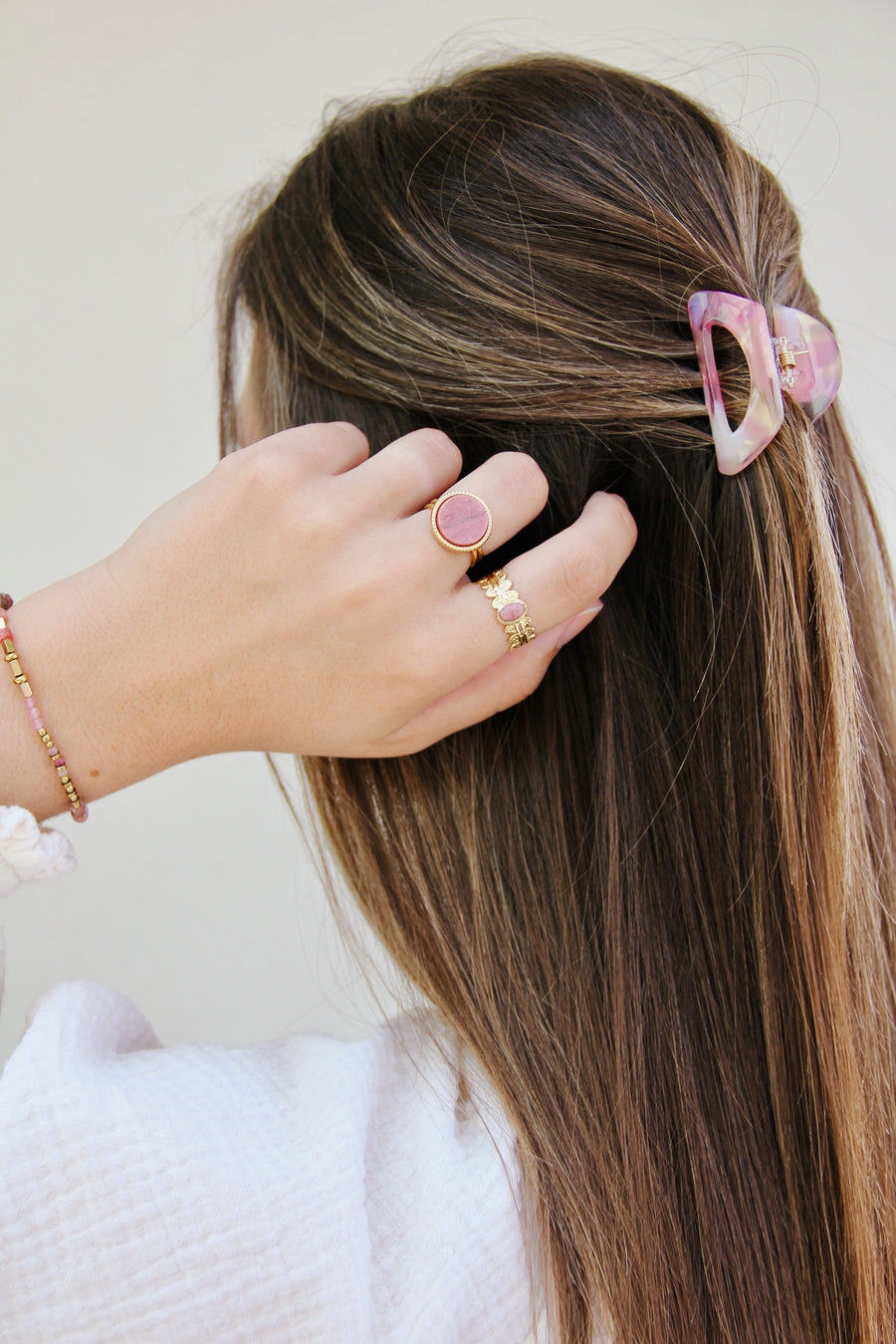 Pink leaf ring