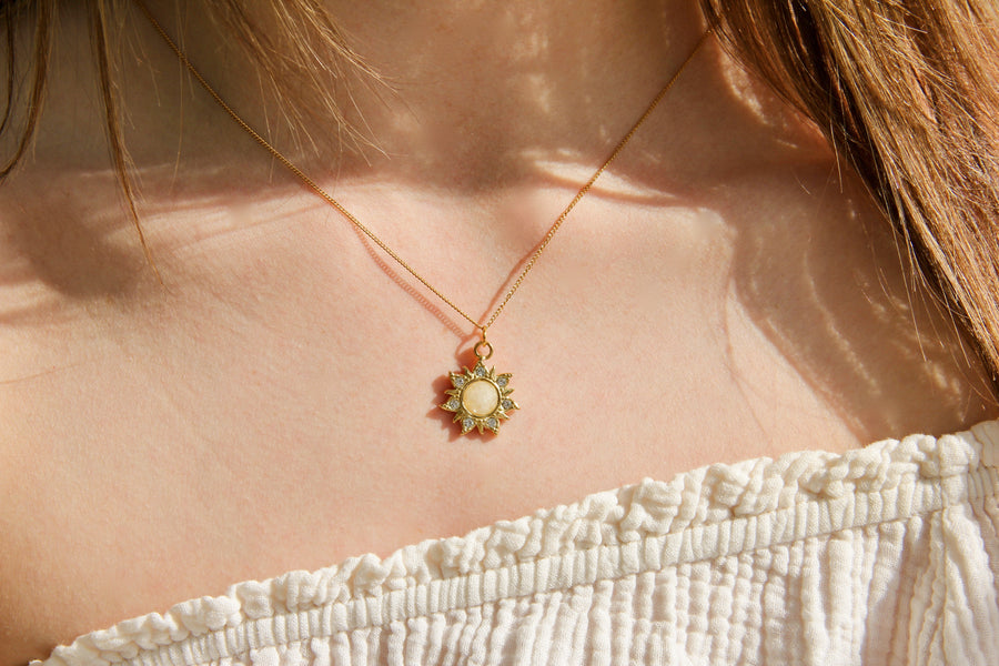 Vintage crystal sun necklace