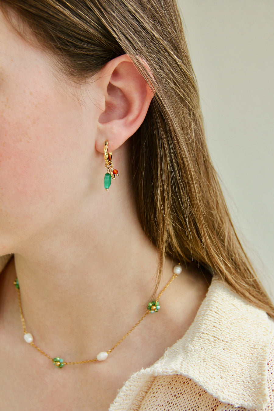 Green hoop earrings