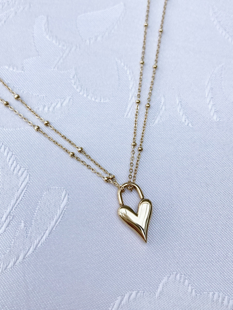 Fine heart lock necklace