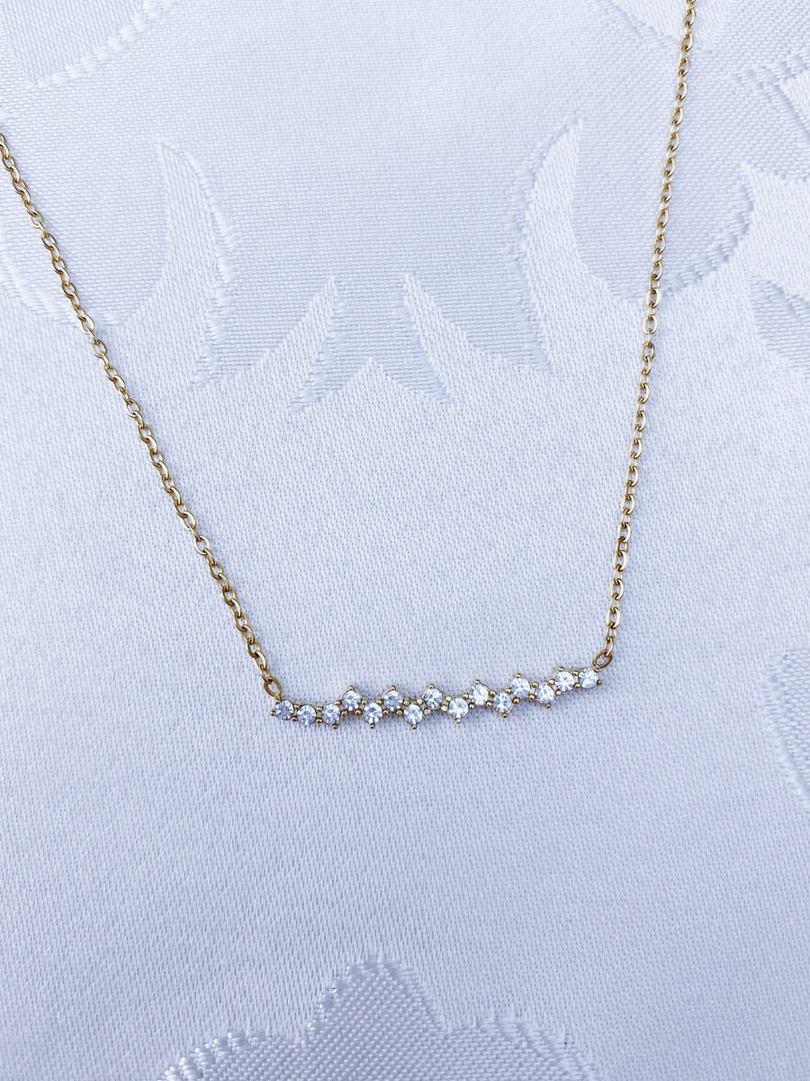 Crystal dot bar necklace