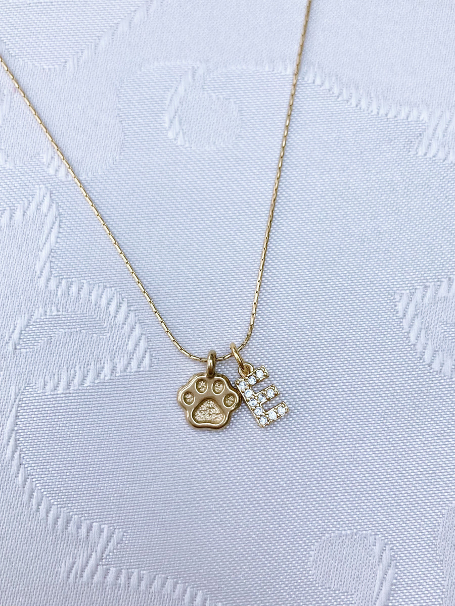 Paw initial necklace