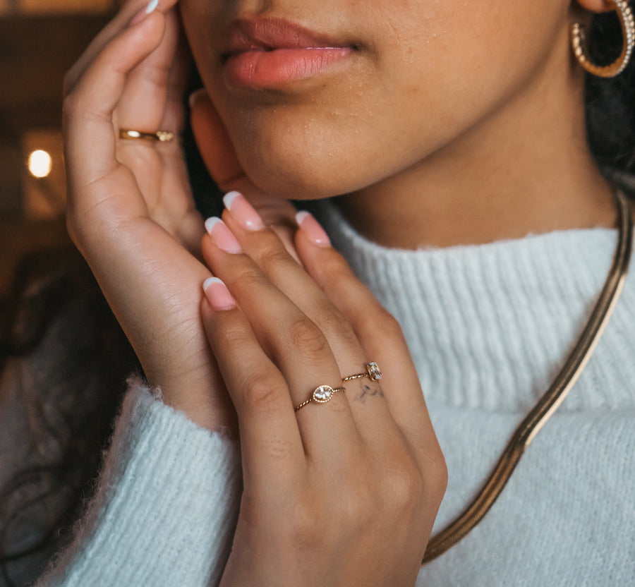 Mini crystal bar ring