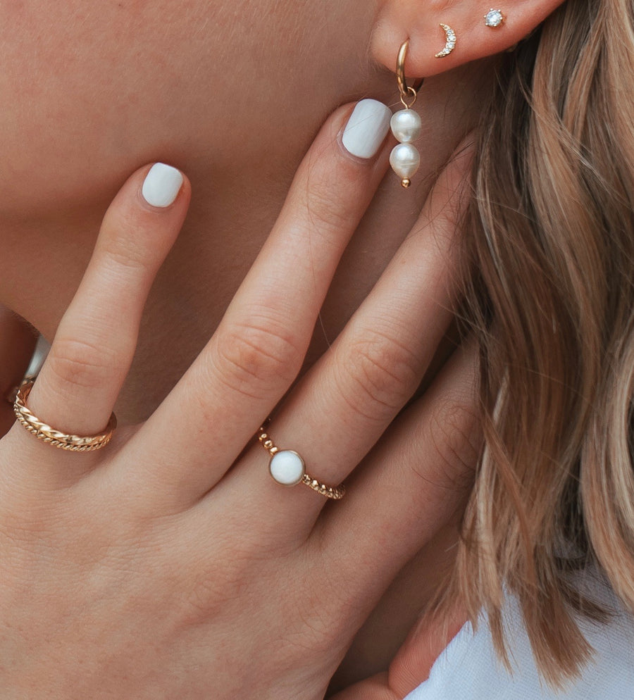 White pearl earrings