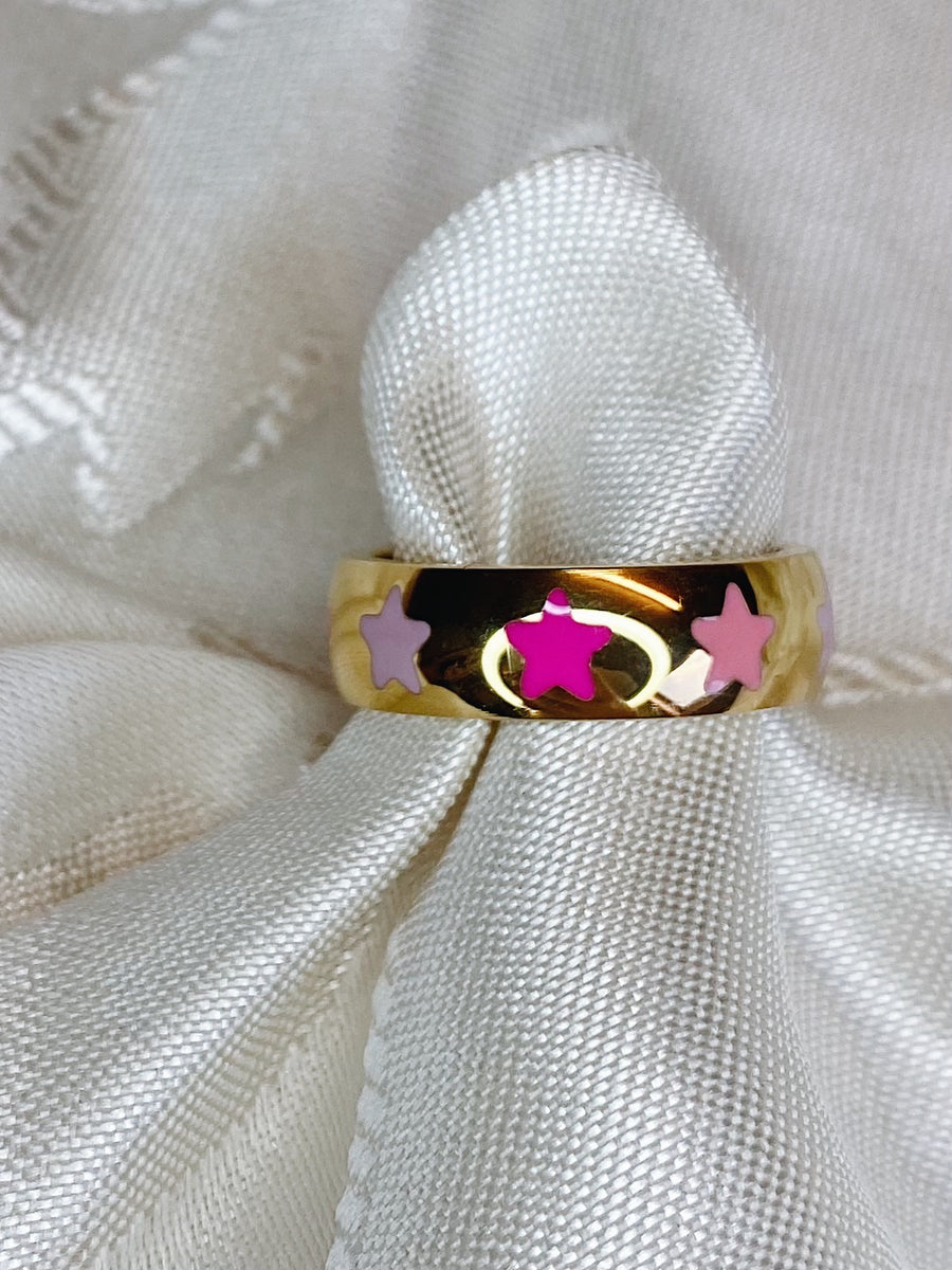 Pink stars ring