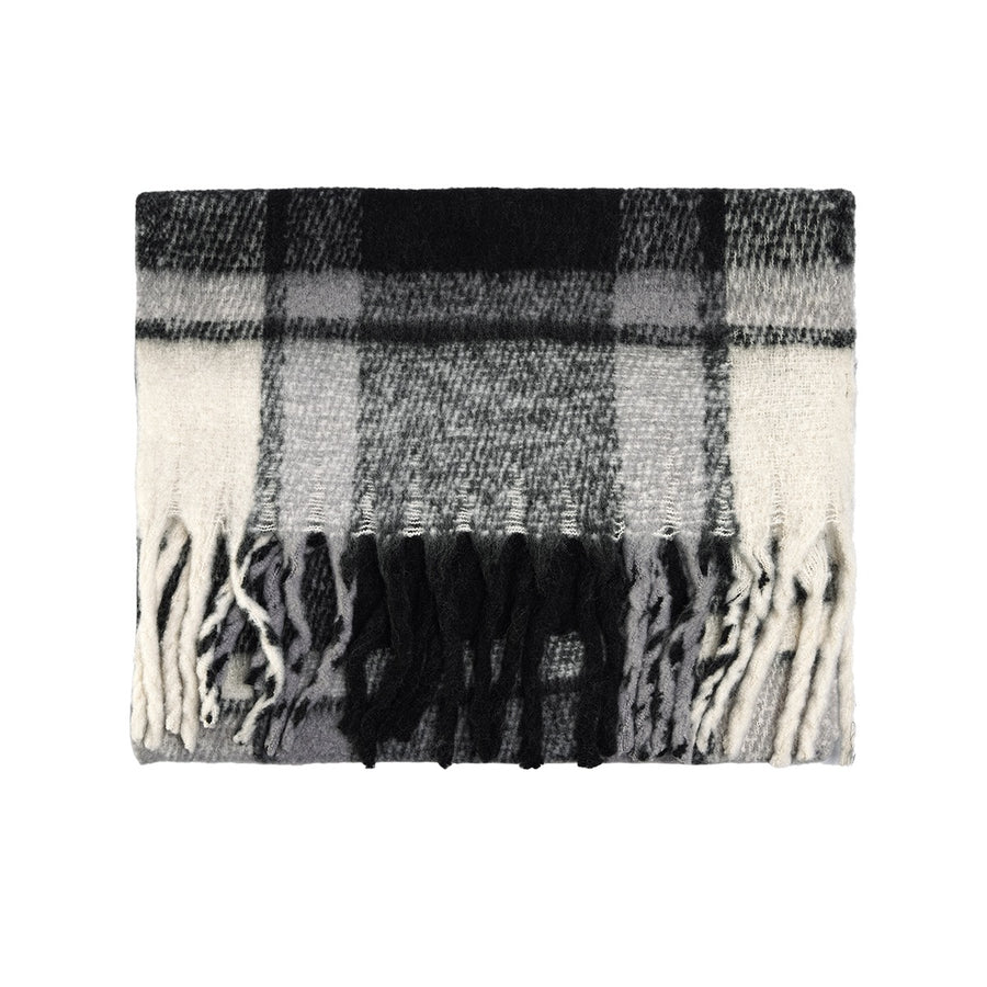 Checked black white scarf