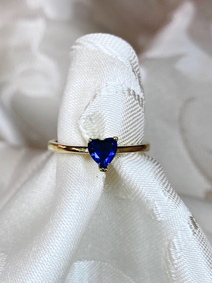 Crystal blue heart ring