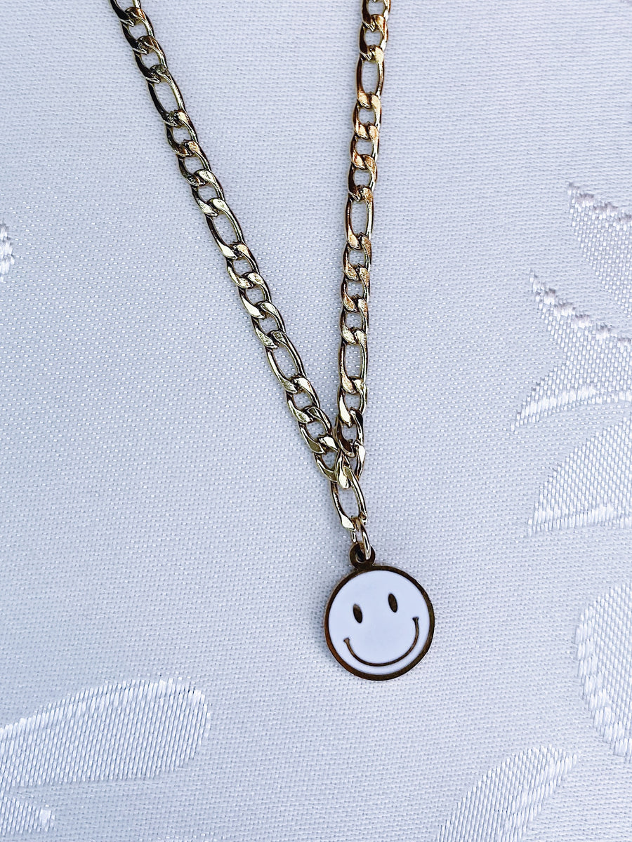 White smiley necklace