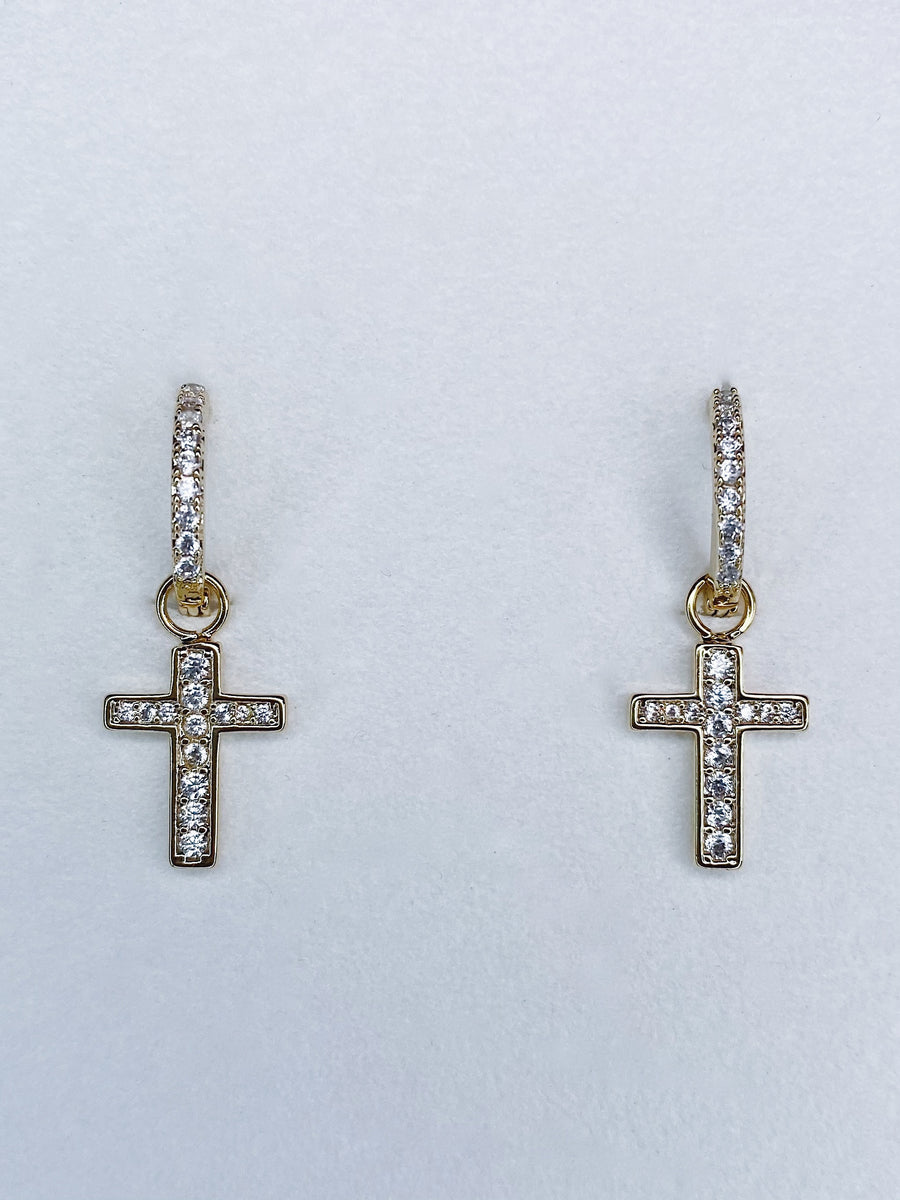 Crystal cross earrings