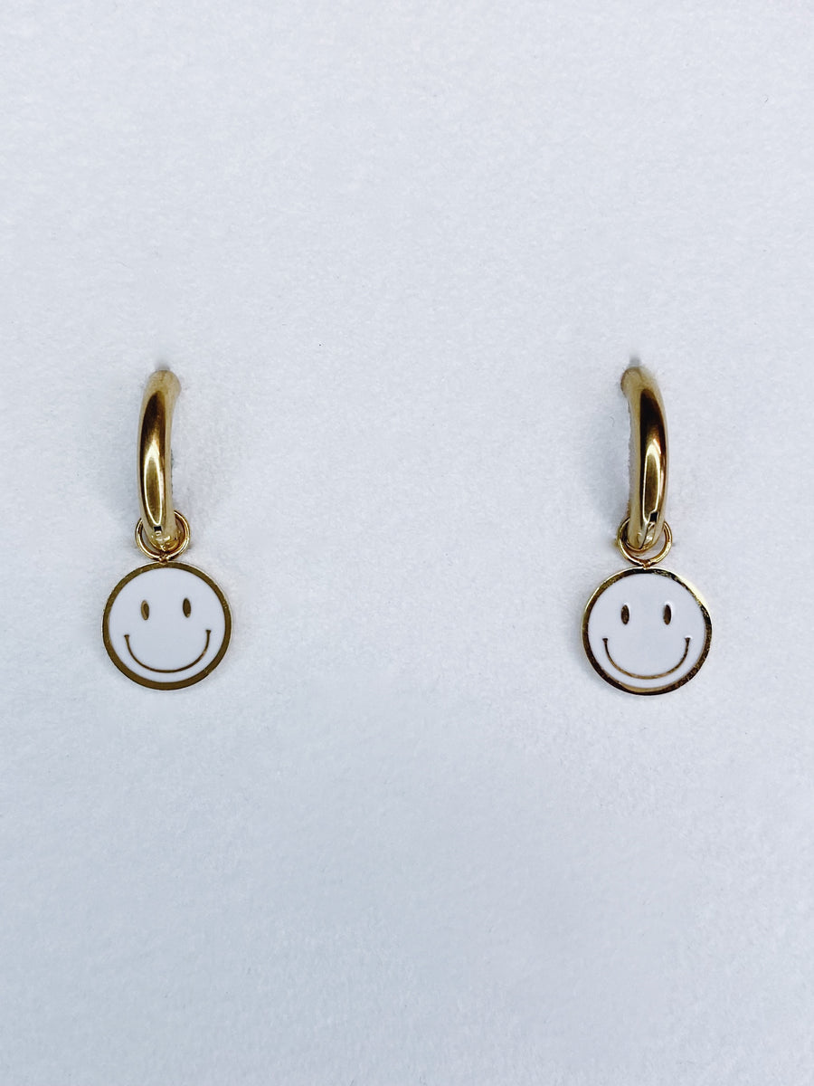 White smiley earrings