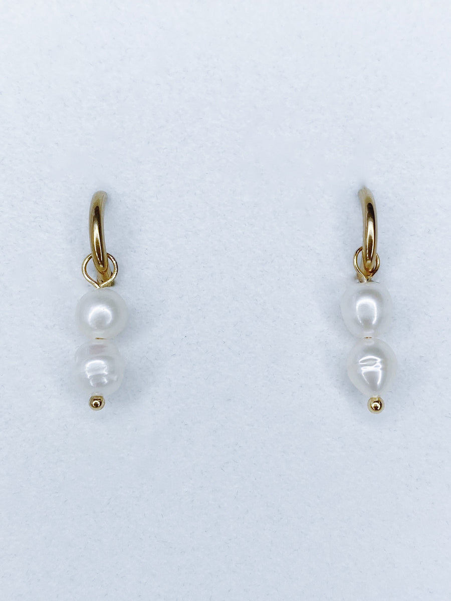 White pearl earrings