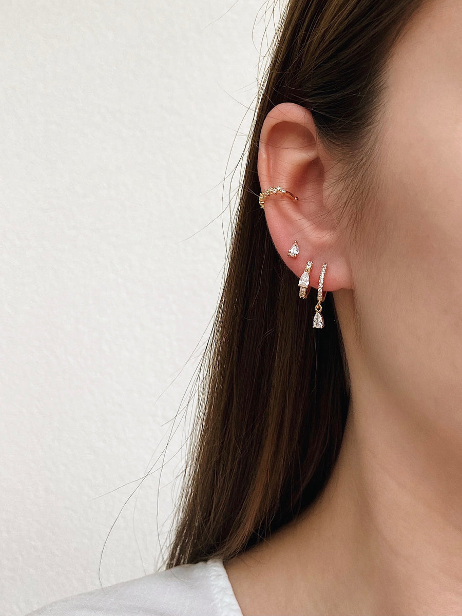 Round white drop earrings